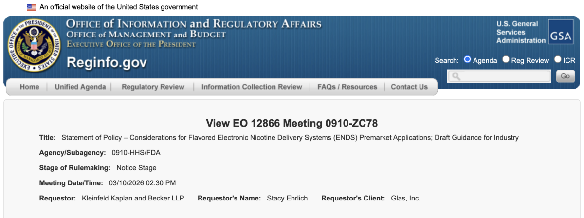 Special Report | Breeze and Glas Seek White House Review as FDA Advances Flavored ENDS Guidance