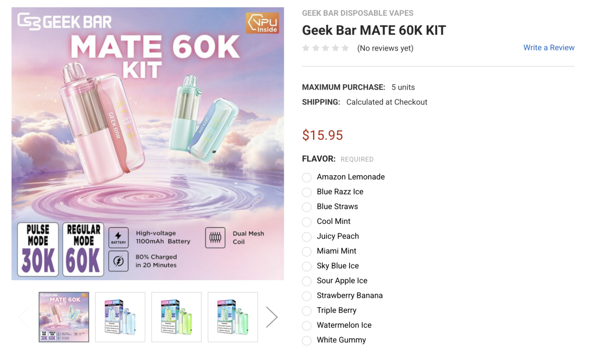 产品｜15ml烟油+最高6万口 GEEKBAR MATE 60K上线美国渠道