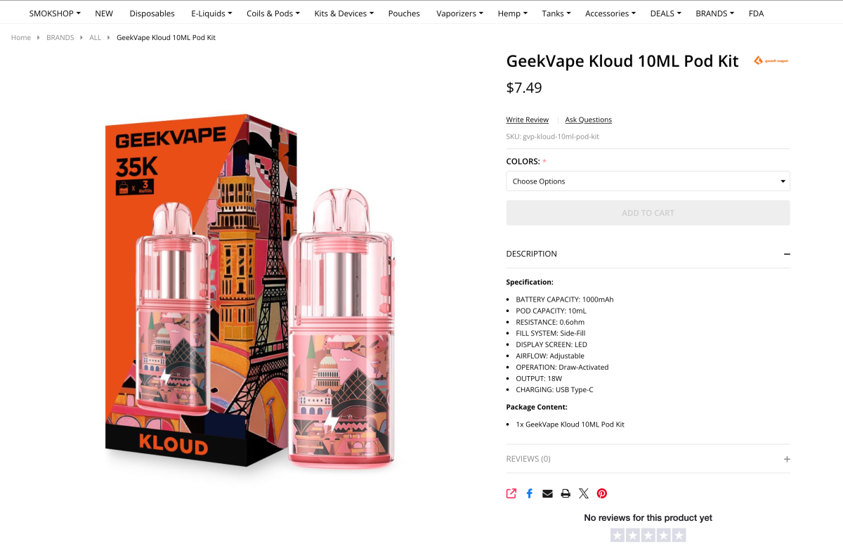 产品｜10ml烟弹+3次重复注油，GEEKVAPE KLOUD登陆美国线上渠道