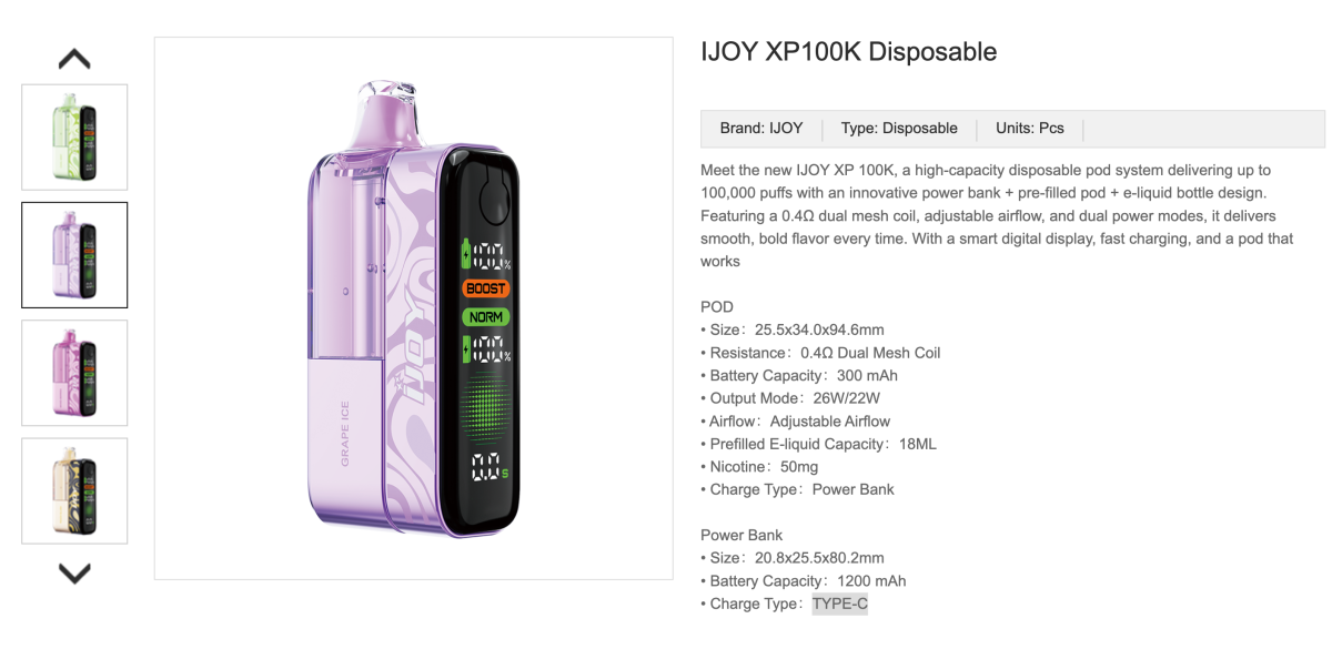 Product | Labeled “Built in the USA” + 33mL Total E-Liquid, iJOY XP100K E-Cigarette Launched in the U.S.