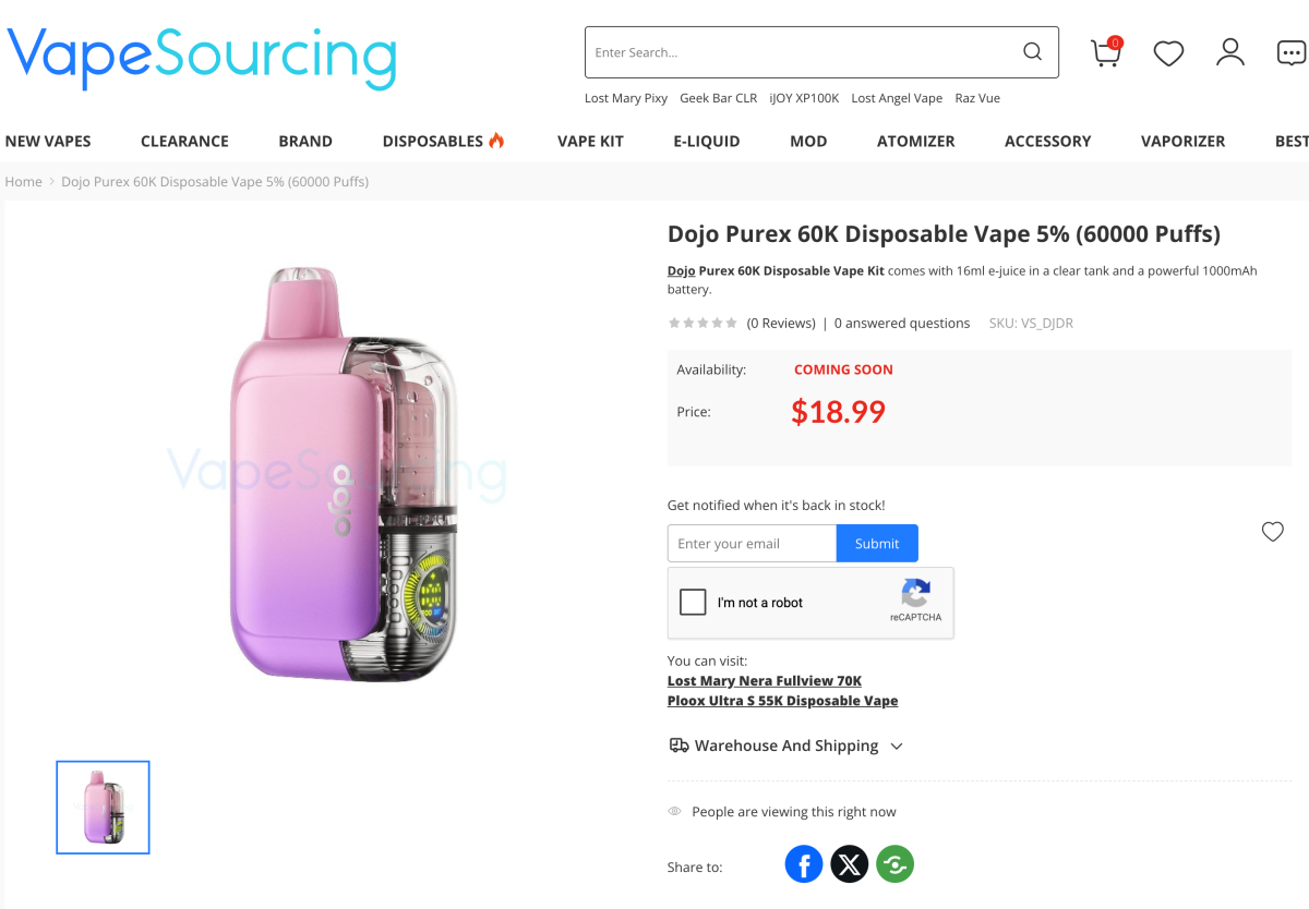 Product | Labeled “Built in the USA” Up to 60,000 Puffs: DOJO PUREX 60K Launches on U.S. Sales Channels