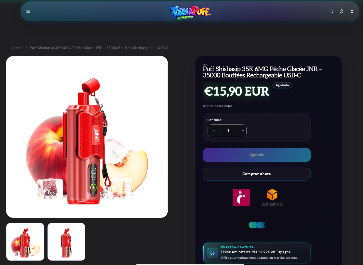 Product | Dual-Chamber 20ml E-liquid and 35,000 Puffs: JNR ShishaSip 35K Goes on Sale Online in the Spanish and French Markets