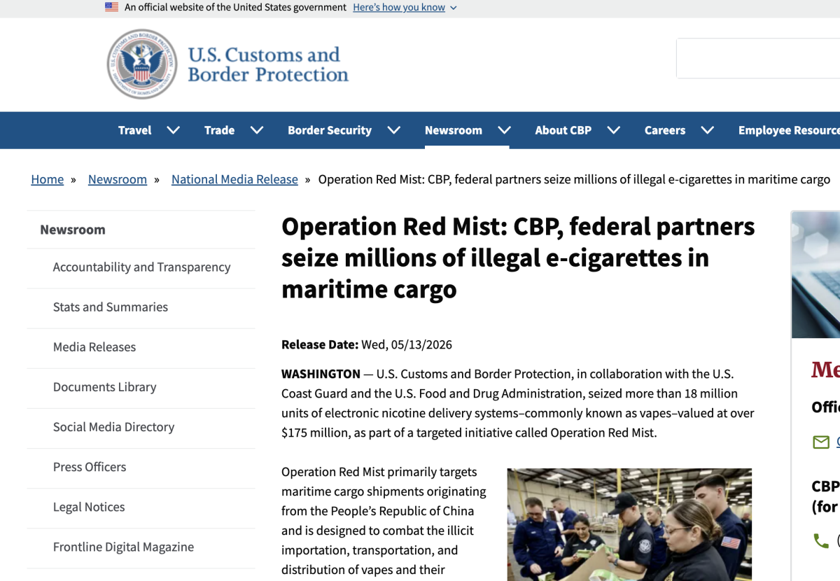 美国CBP与FDA启动海运打击行动，查扣价值1.75亿美元非法电子烟