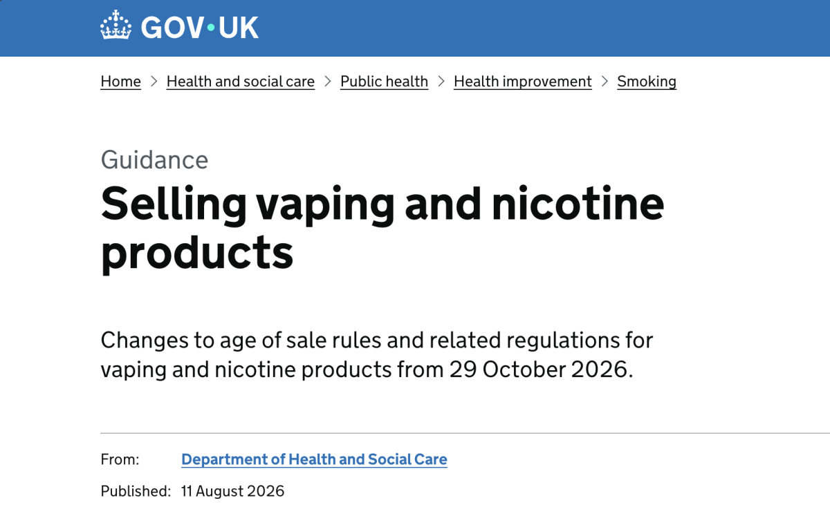 英国10月29日起实施电子烟零售新规，年龄验证、免费赠送和促销折扣纳入监管