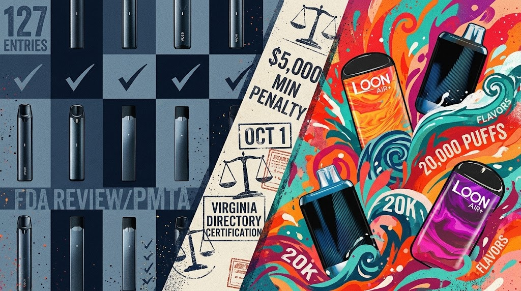 Virginia Vape Directory Shows Contrast Between Vuse and JUUL Pod Systems and CrossBar 20K, Loon Flavored Disposables